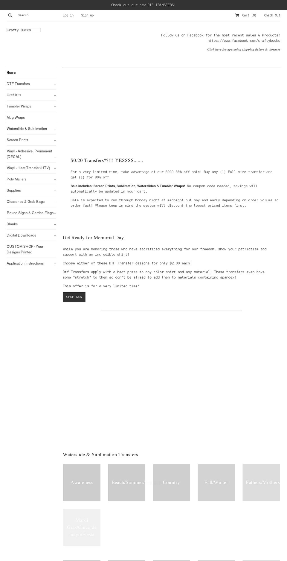 craftybucks.com shopify website screenshot