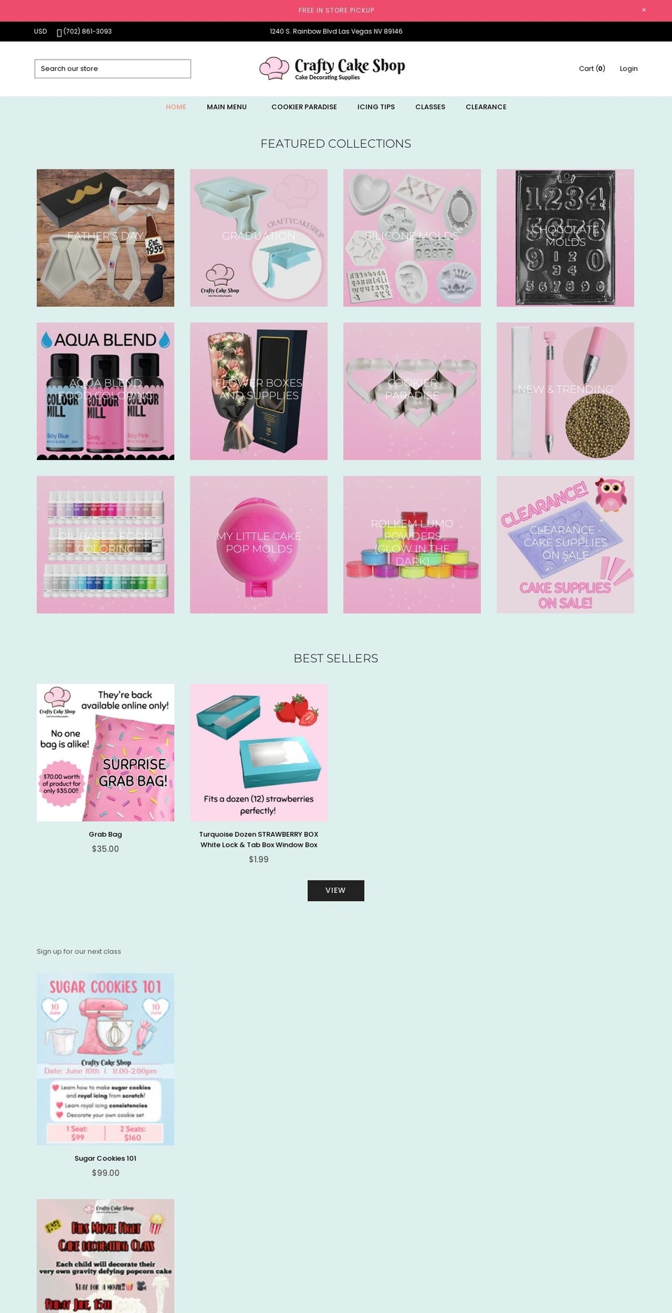 craftycakeshop.com shopify website screenshot