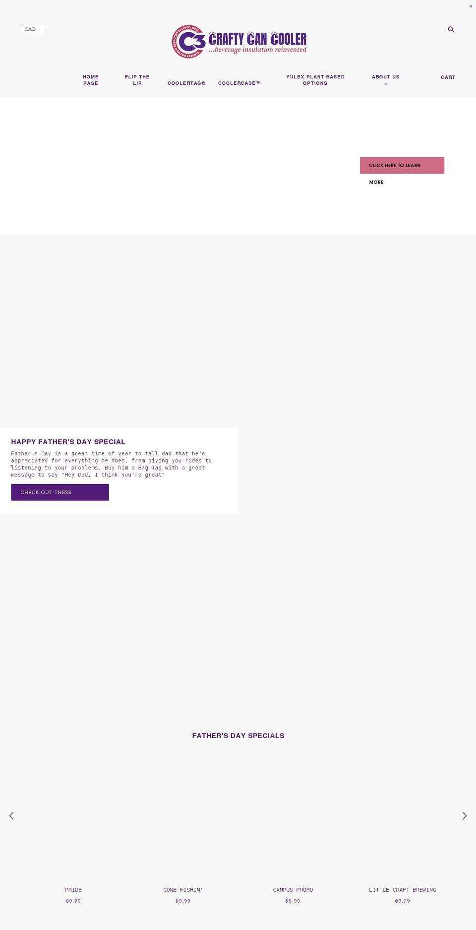 craftycancooler.com shopify website screenshot