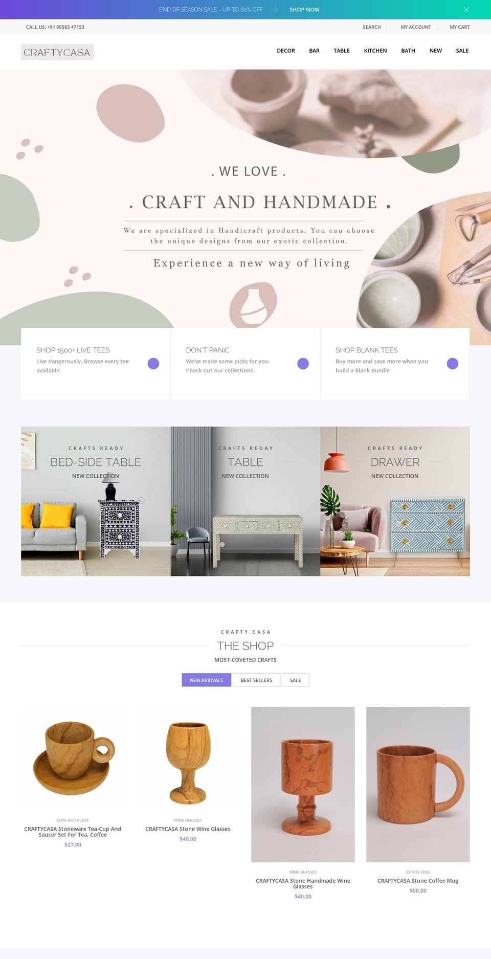 Moltestore home Shopify theme site example craftycasa.com