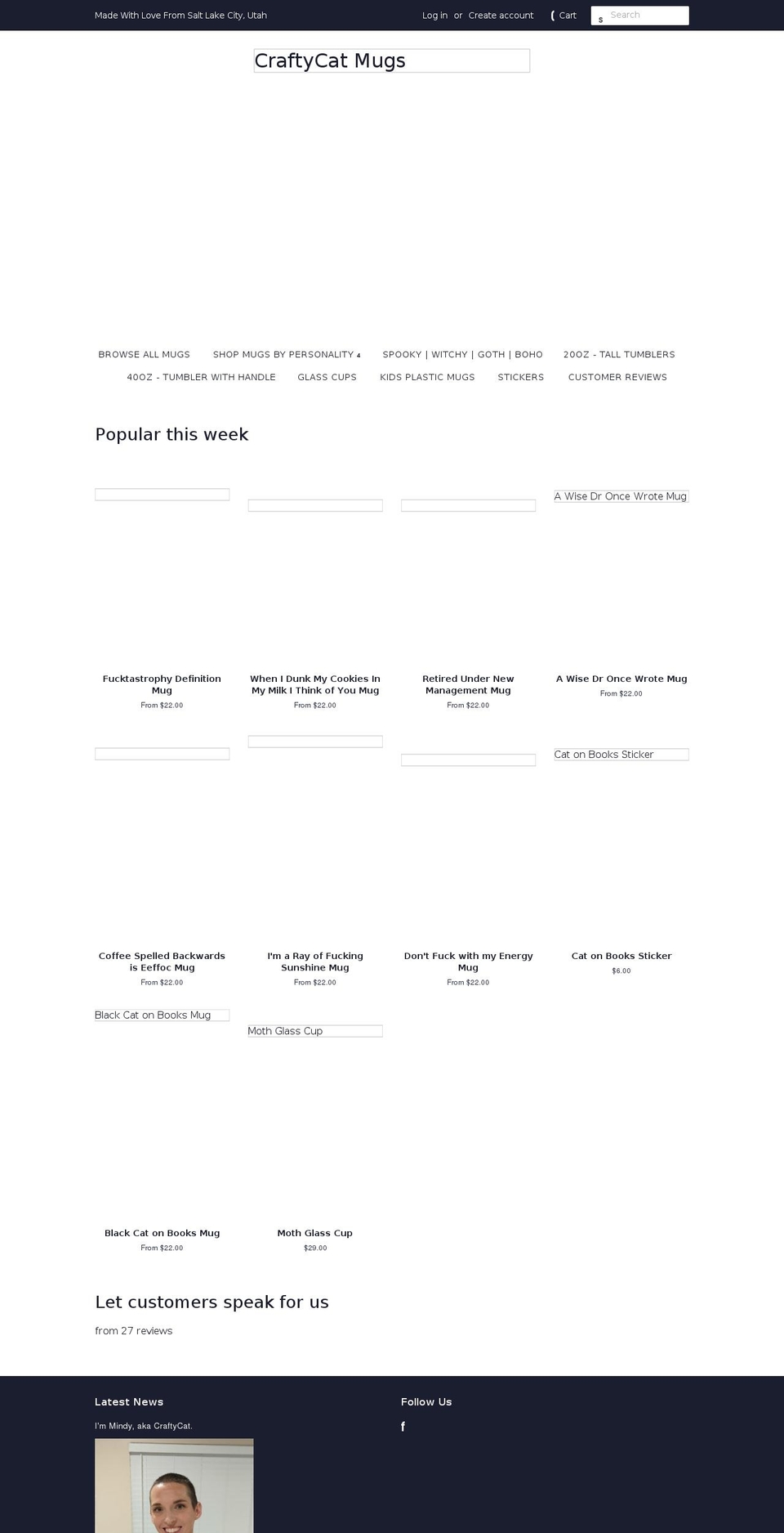 craftycatmugs.com shopify website screenshot