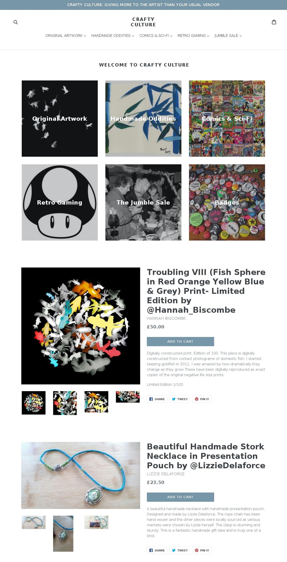 craftyculture.com shopify website screenshot