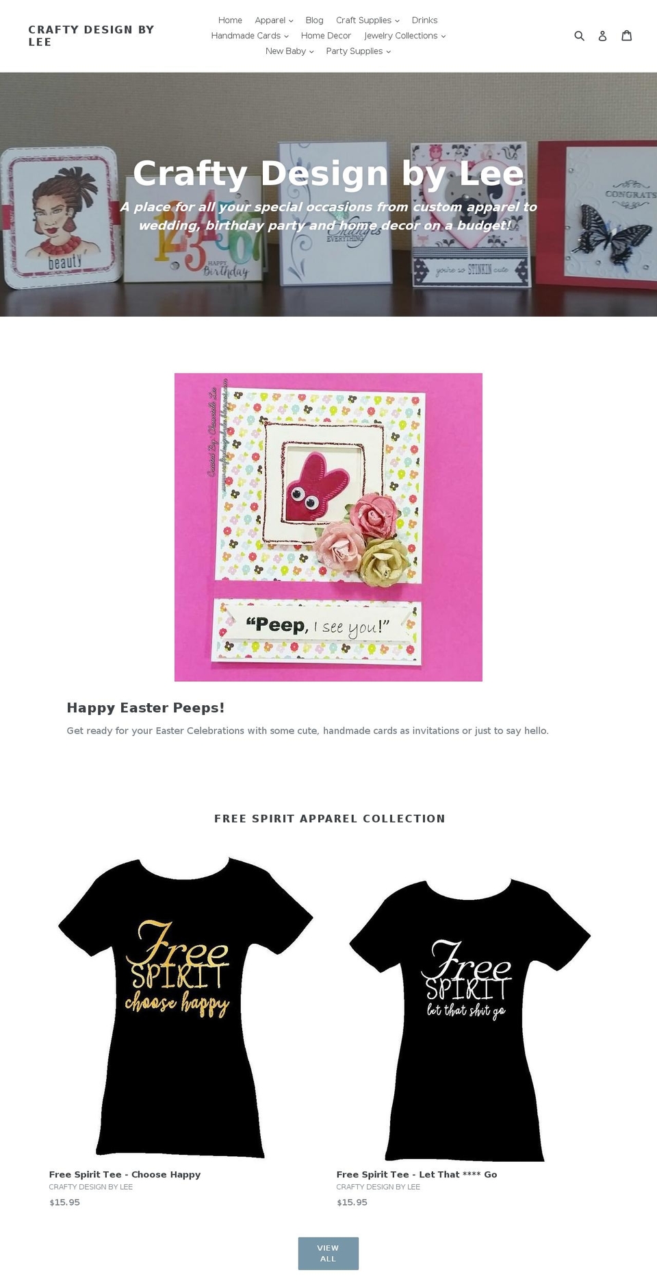 craftydesignbylee.com shopify website screenshot