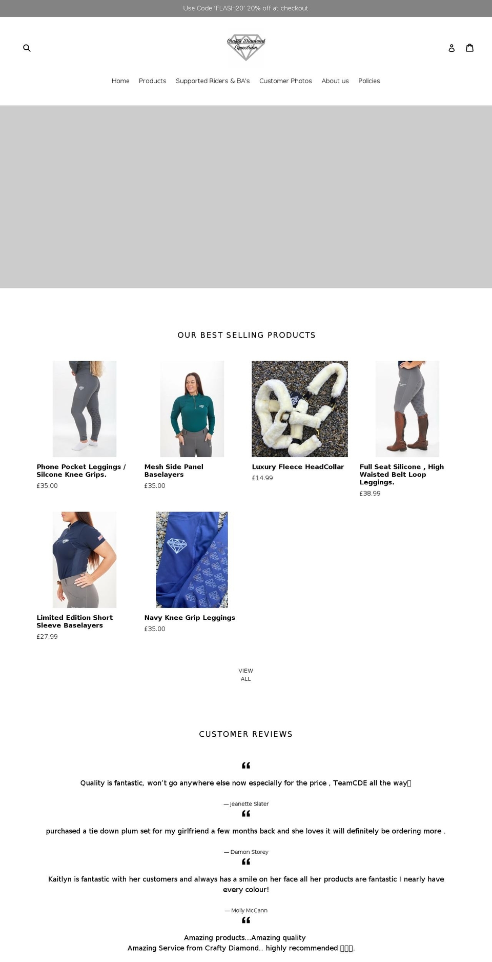 craftydiamondequestrian.com shopify website screenshot