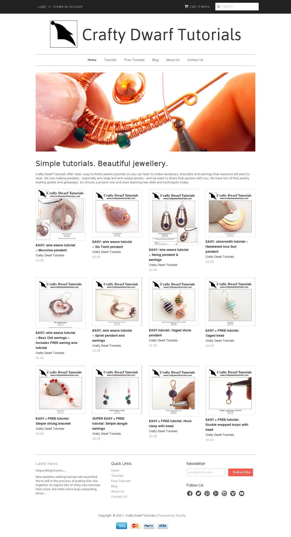 craftydwarftutorials.com shopify website screenshot