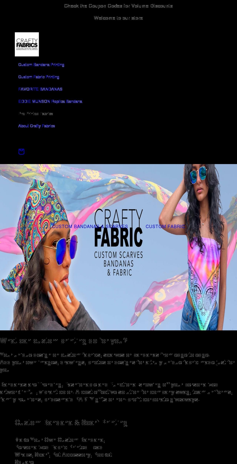 craftyfabric.shop shopify website screenshot