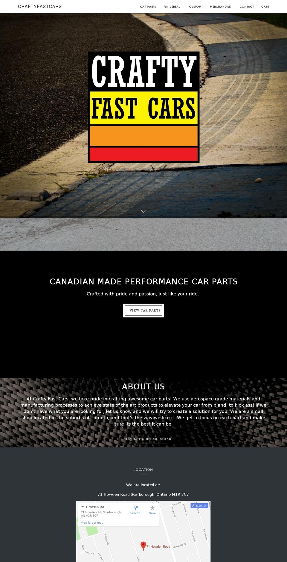 craftyfastcars.com shopify website screenshot