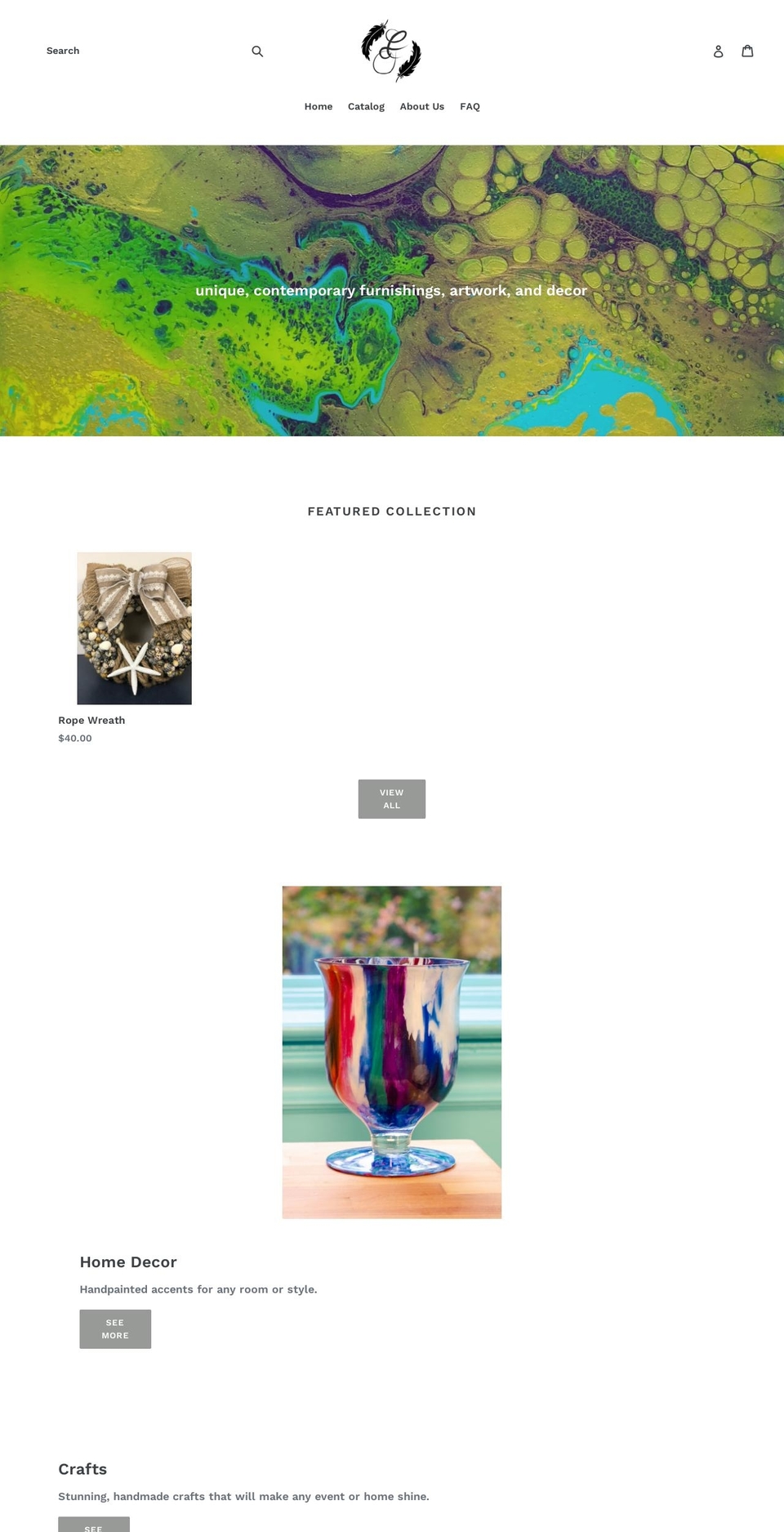 craftyfeathers.com — Shopify storefront screenshot