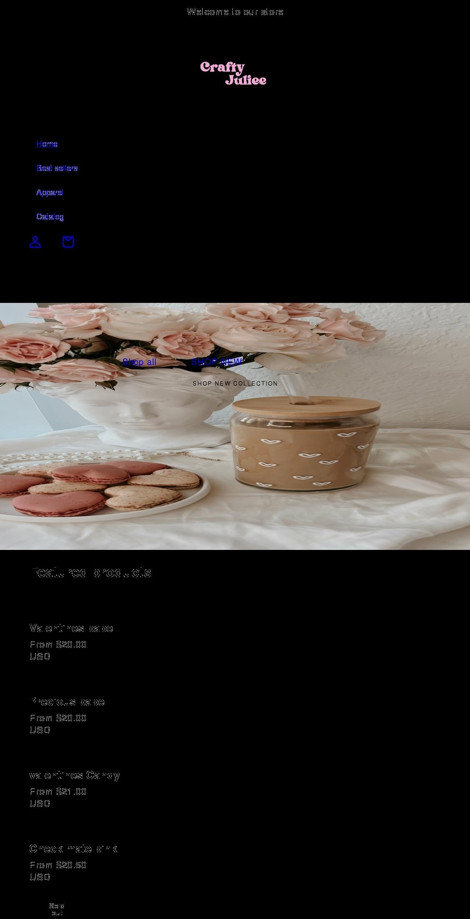 craftyjuliee.com shopify website screenshot