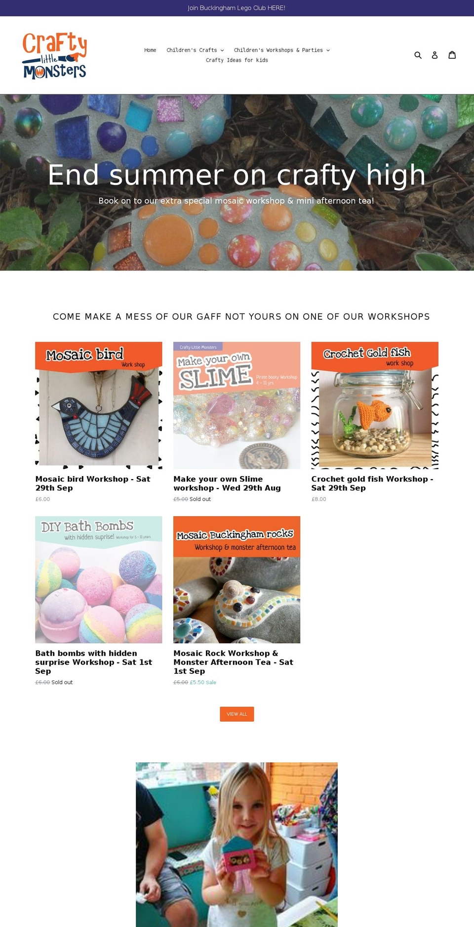 craftylittlemonsters.com — Shopify storefront screenshot