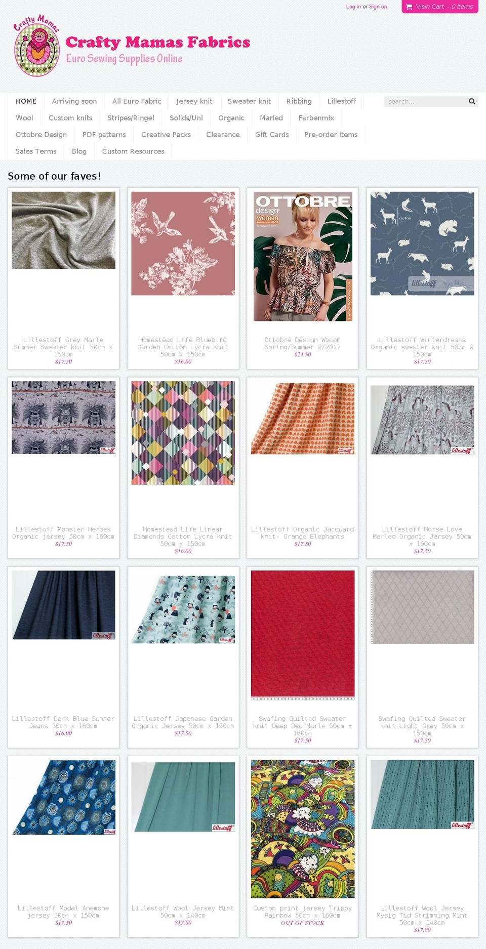 craftymamasfabrics.com shopify website screenshot