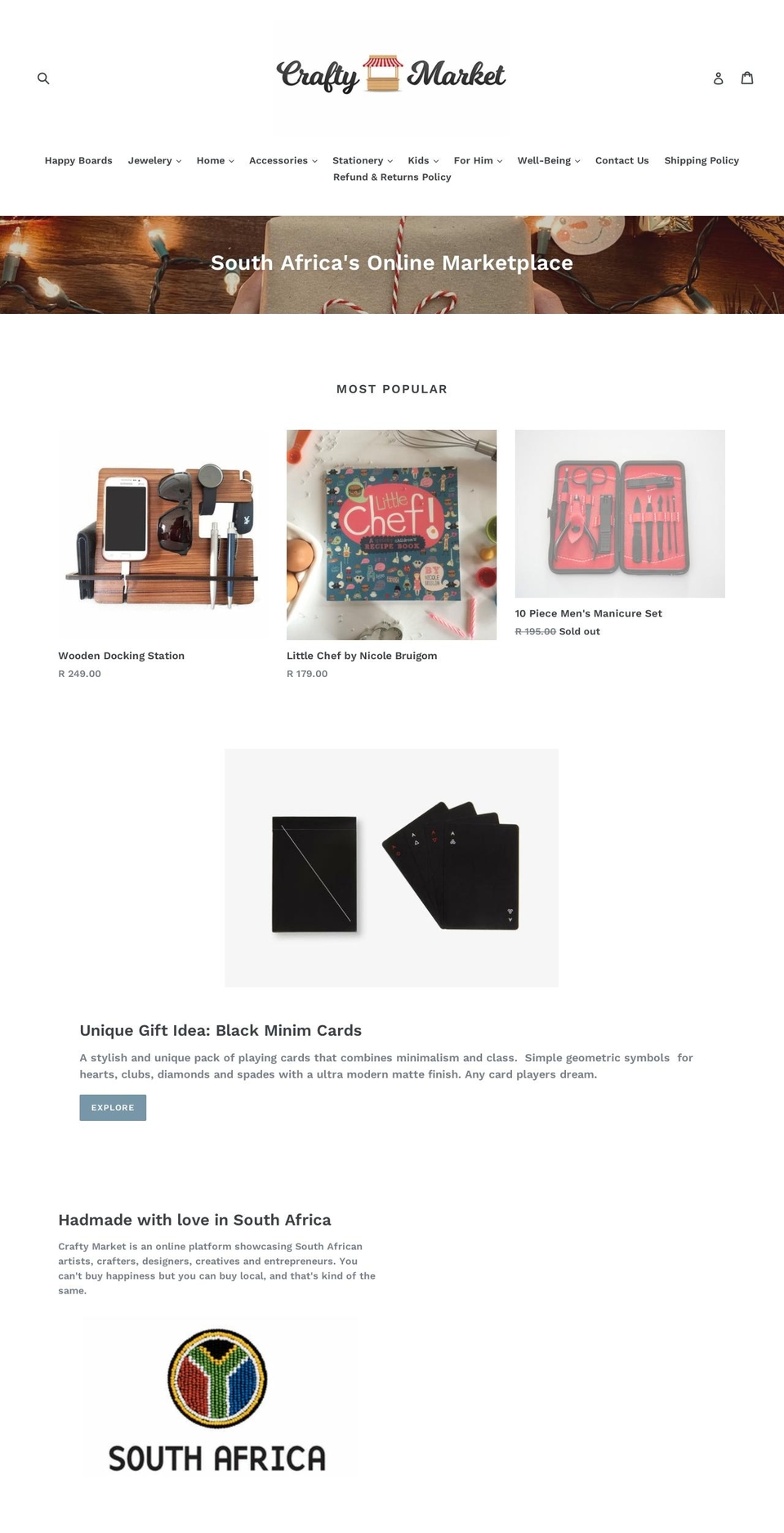 craftymarket.co.za shopify website screenshot