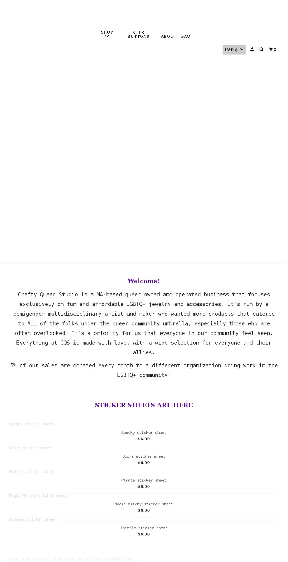 craftyqueerstudio.com shopify website screenshot