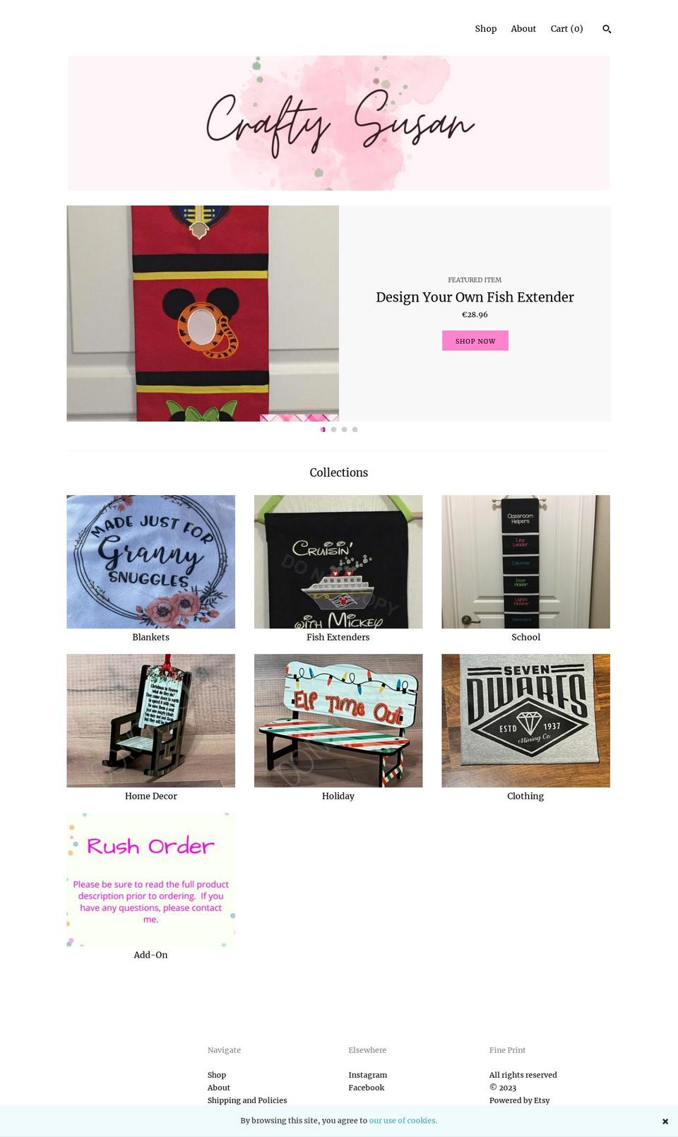 craftysusan.com shopify website screenshot