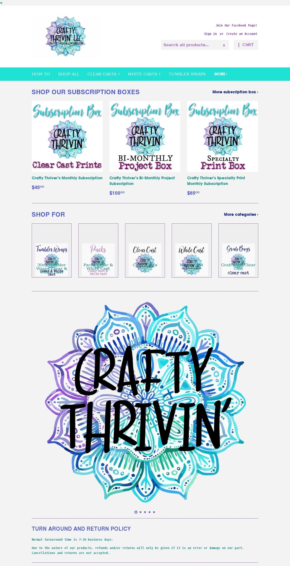 craftythrivin.com shopify website screenshot