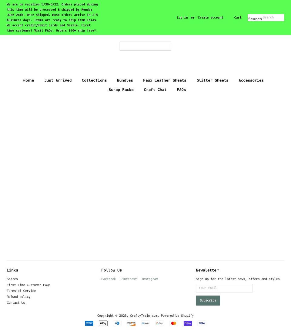 craftytrain.com shopify website screenshot