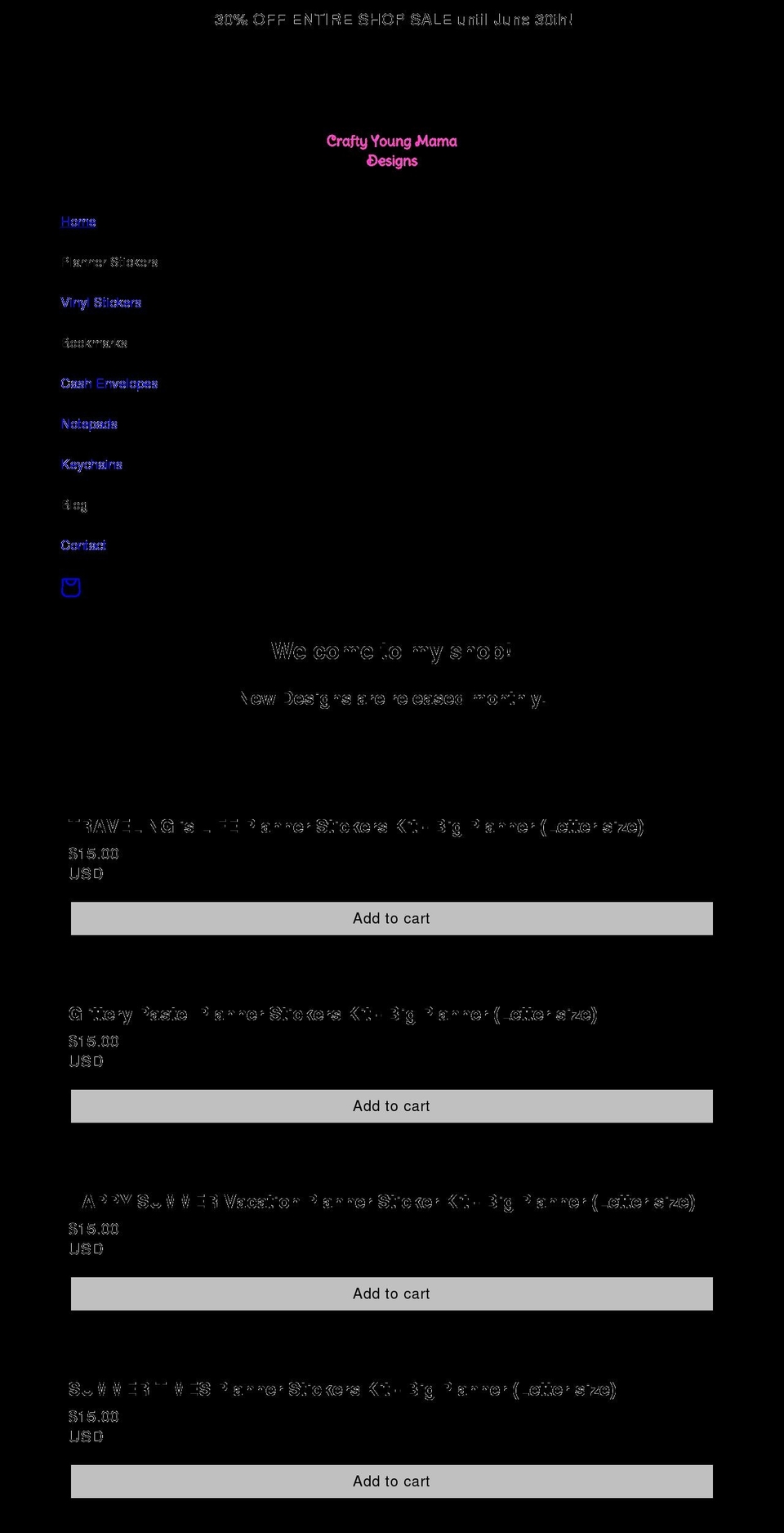 craftyyoungmama.com shopify website screenshot