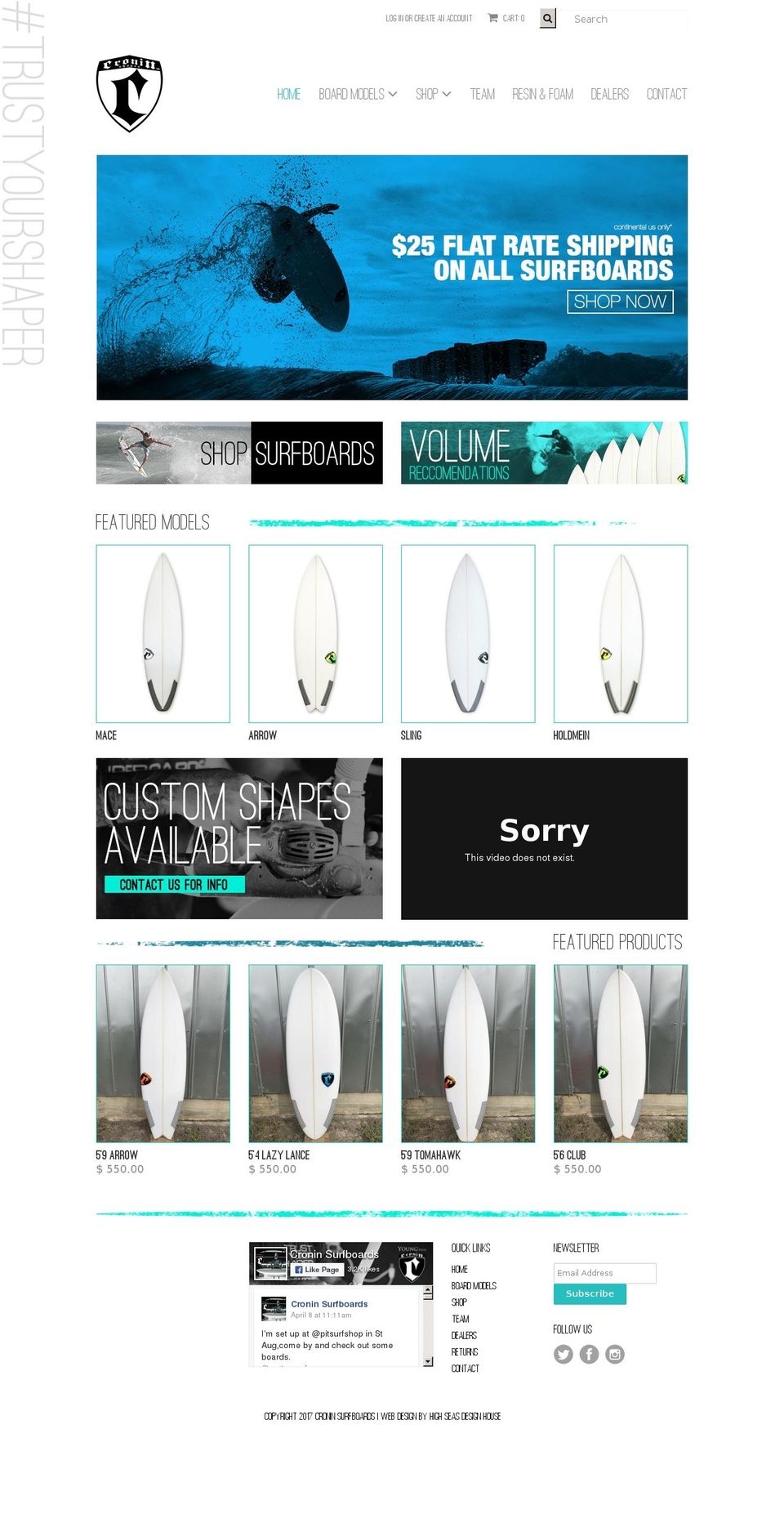 craigcroninsurfboards.com shopify website screenshot
