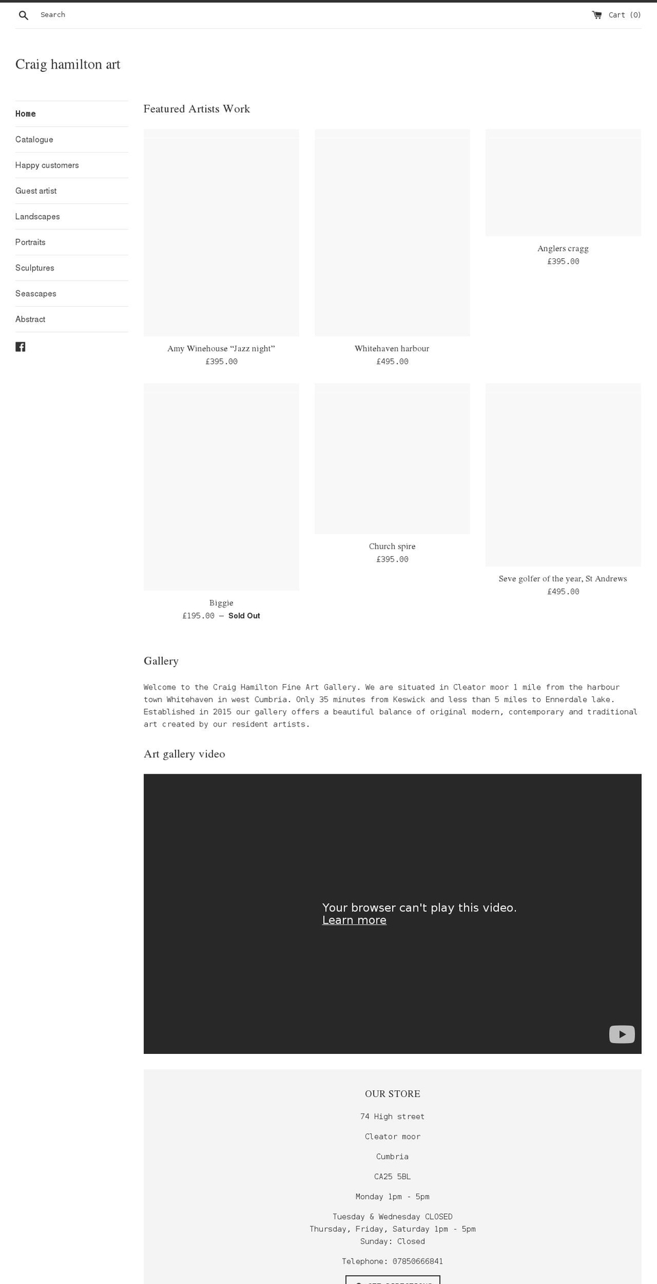 craighamiltonart.com shopify website screenshot