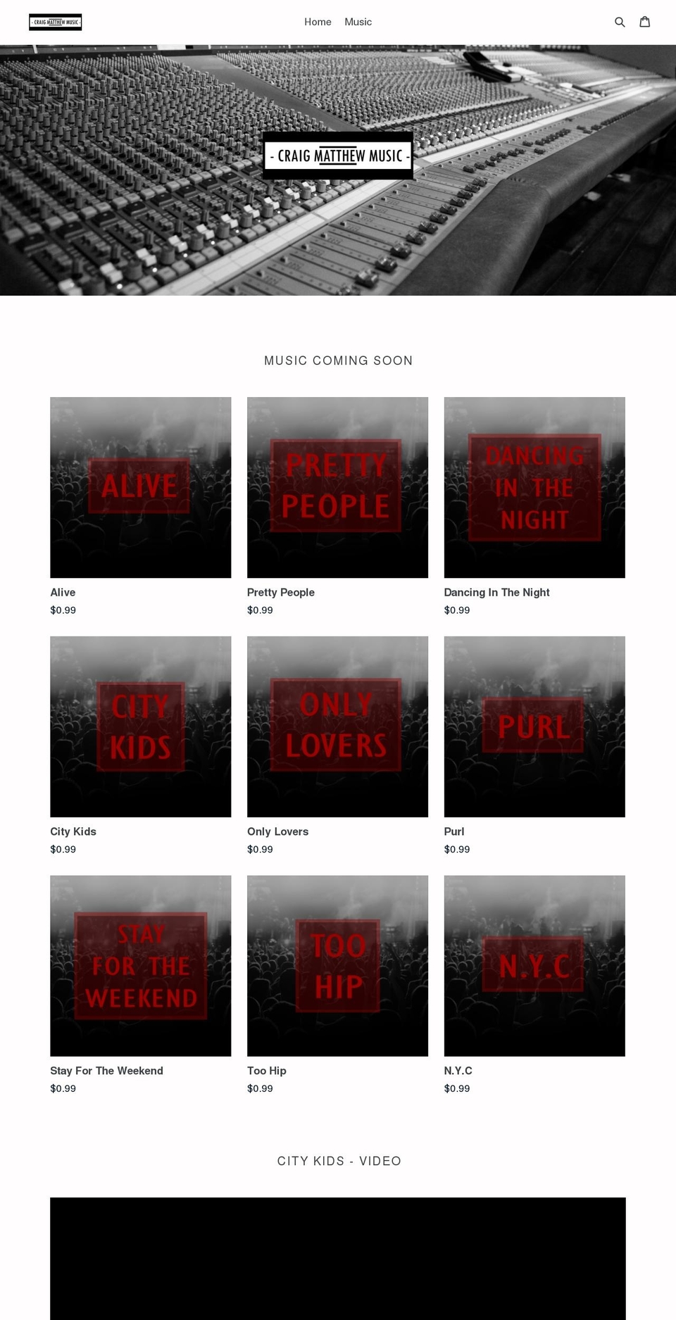 craigmatthewmusic.com — Shopify storefront screenshot