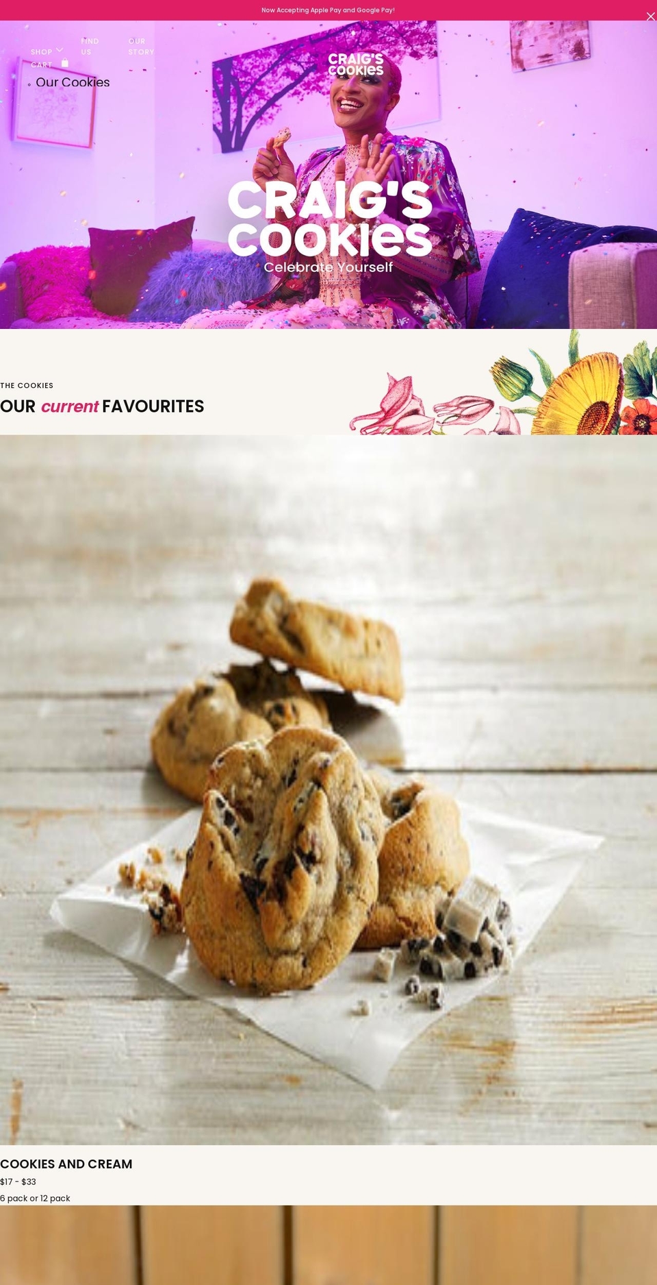 craigscookies.com shopify website screenshot
