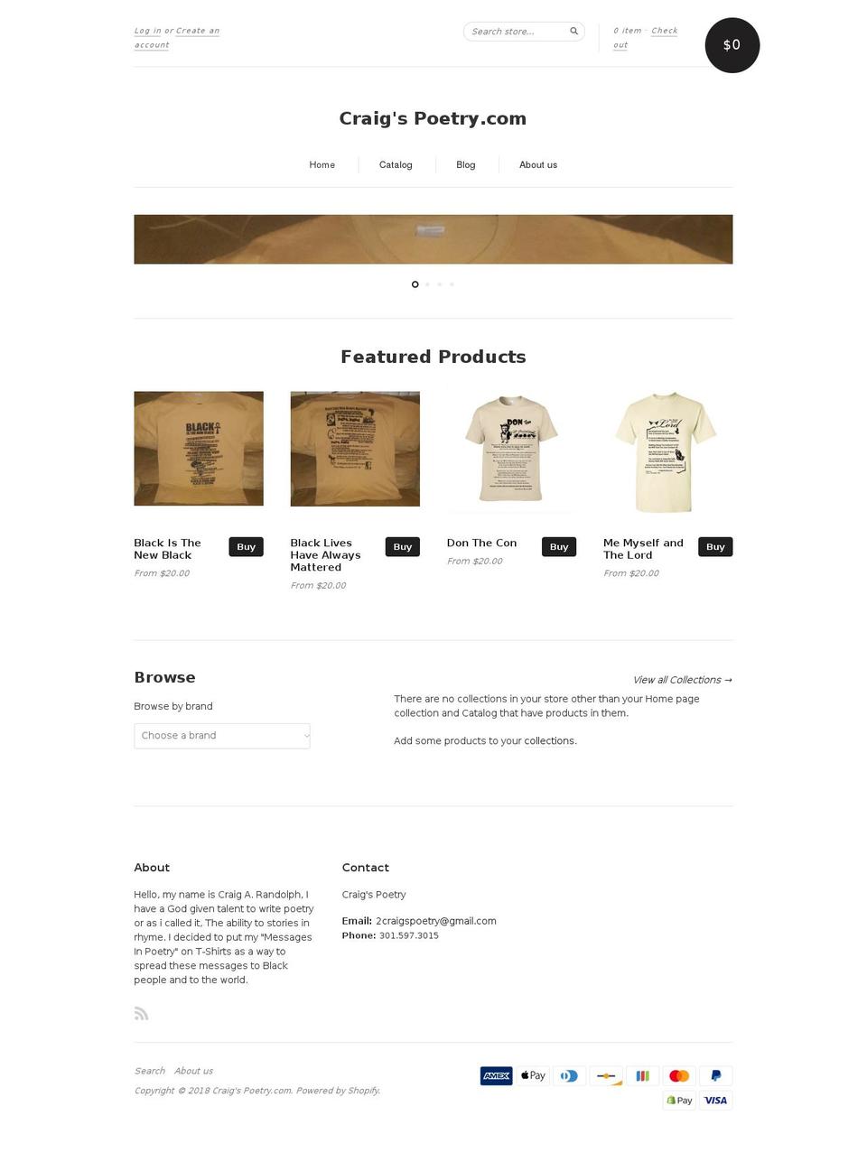 craigspoetry.com — Shopify storefront screenshot