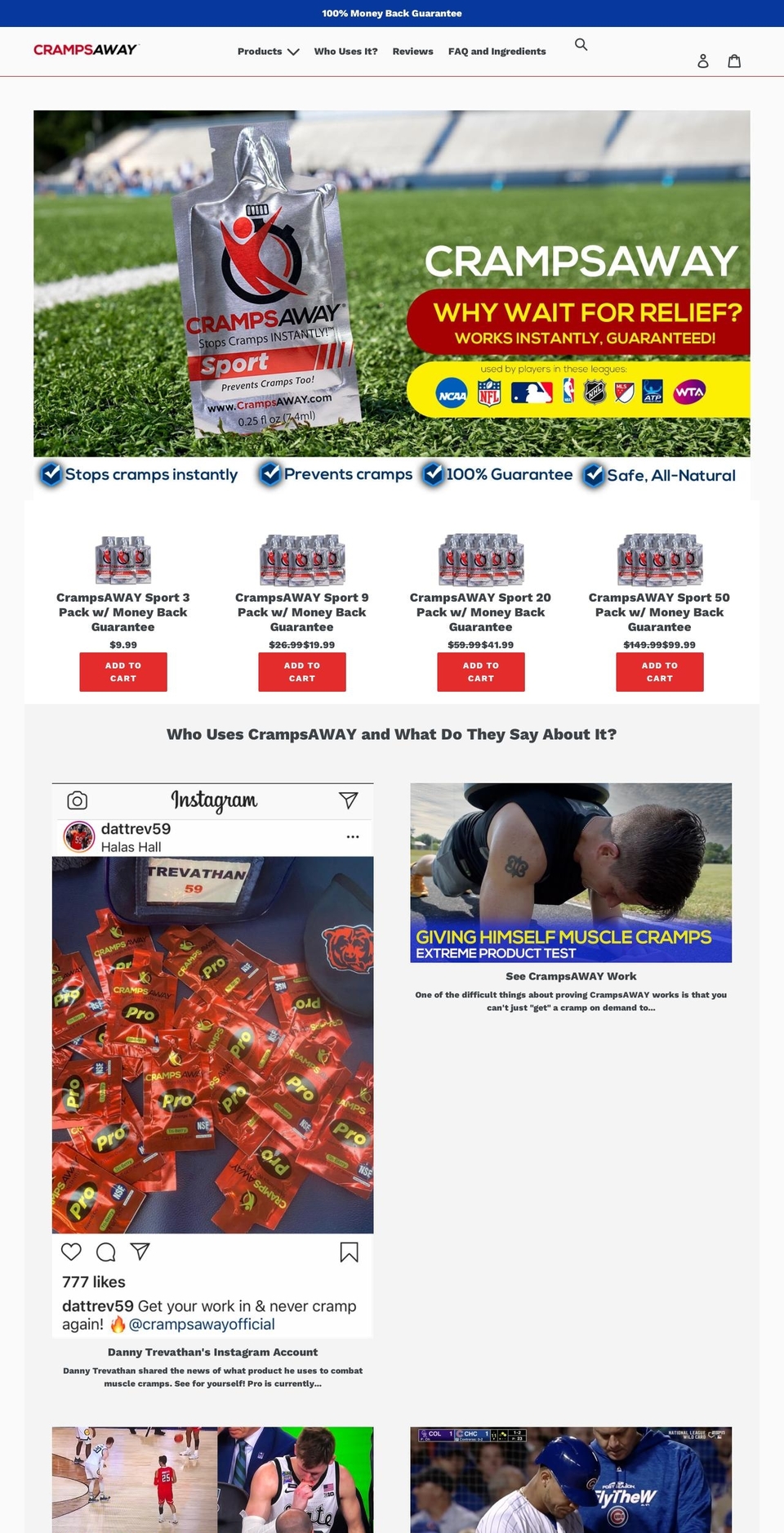 crampsaway.com shopify website screenshot