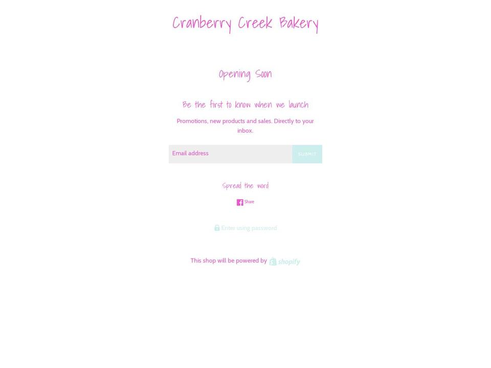 cranberrycreek.net shopify website screenshot