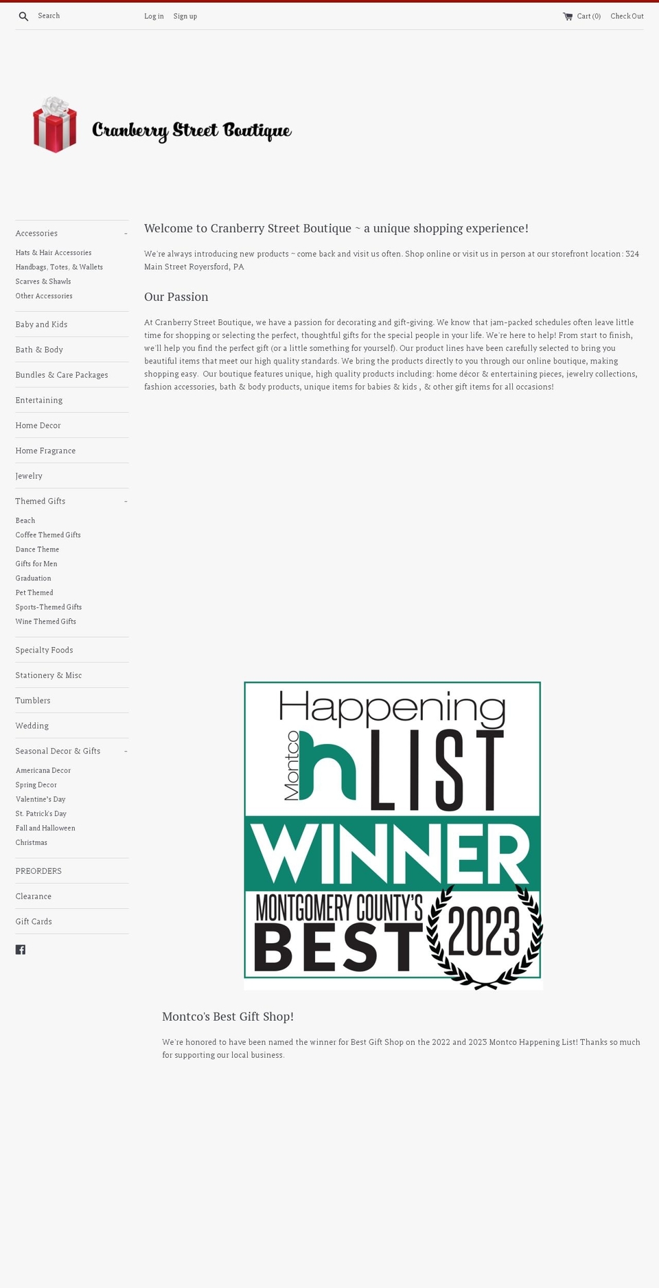 cranberrystreetboutique.com — Shopify storefront screenshot