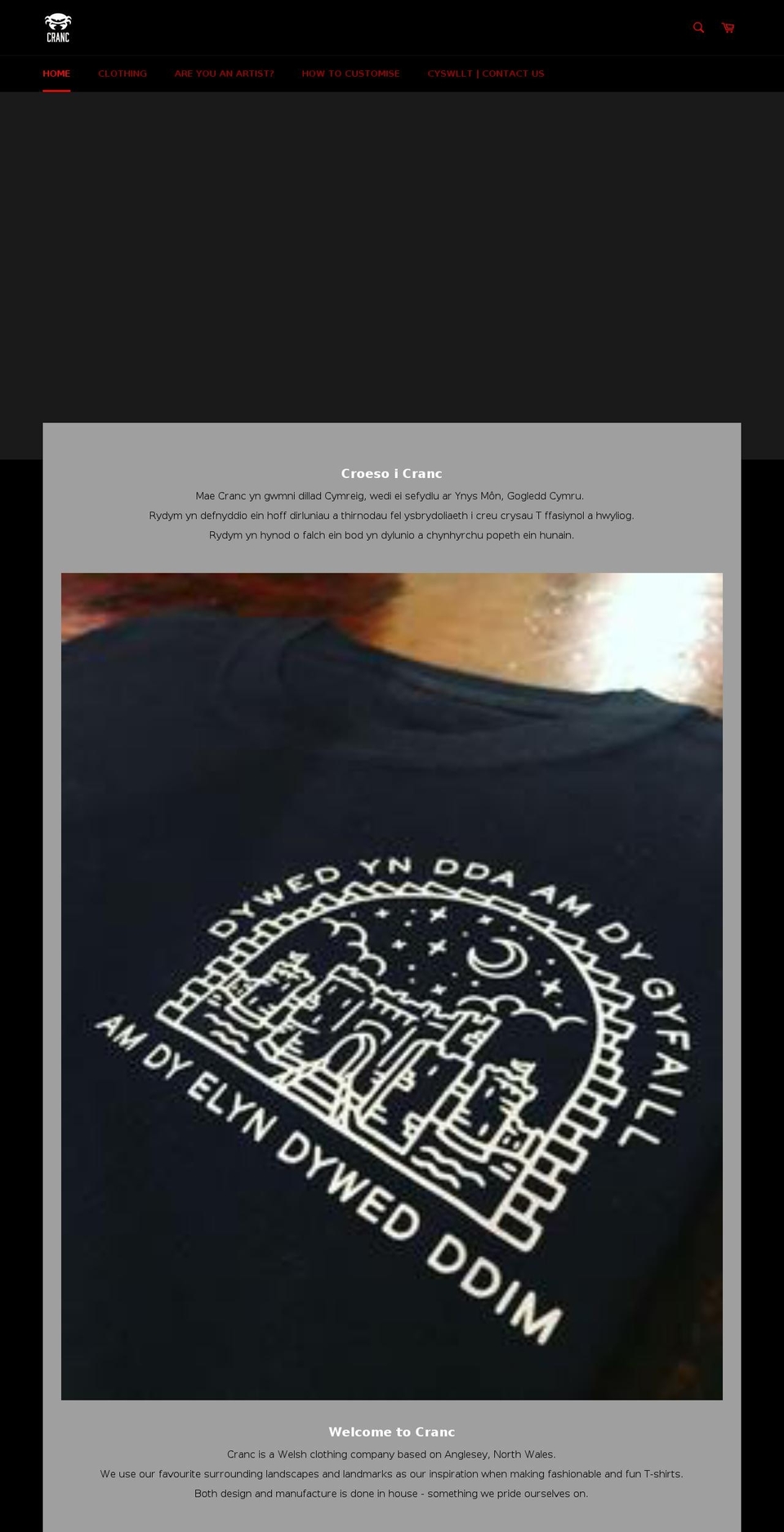 crancclothing.com — Shopify storefront screenshot