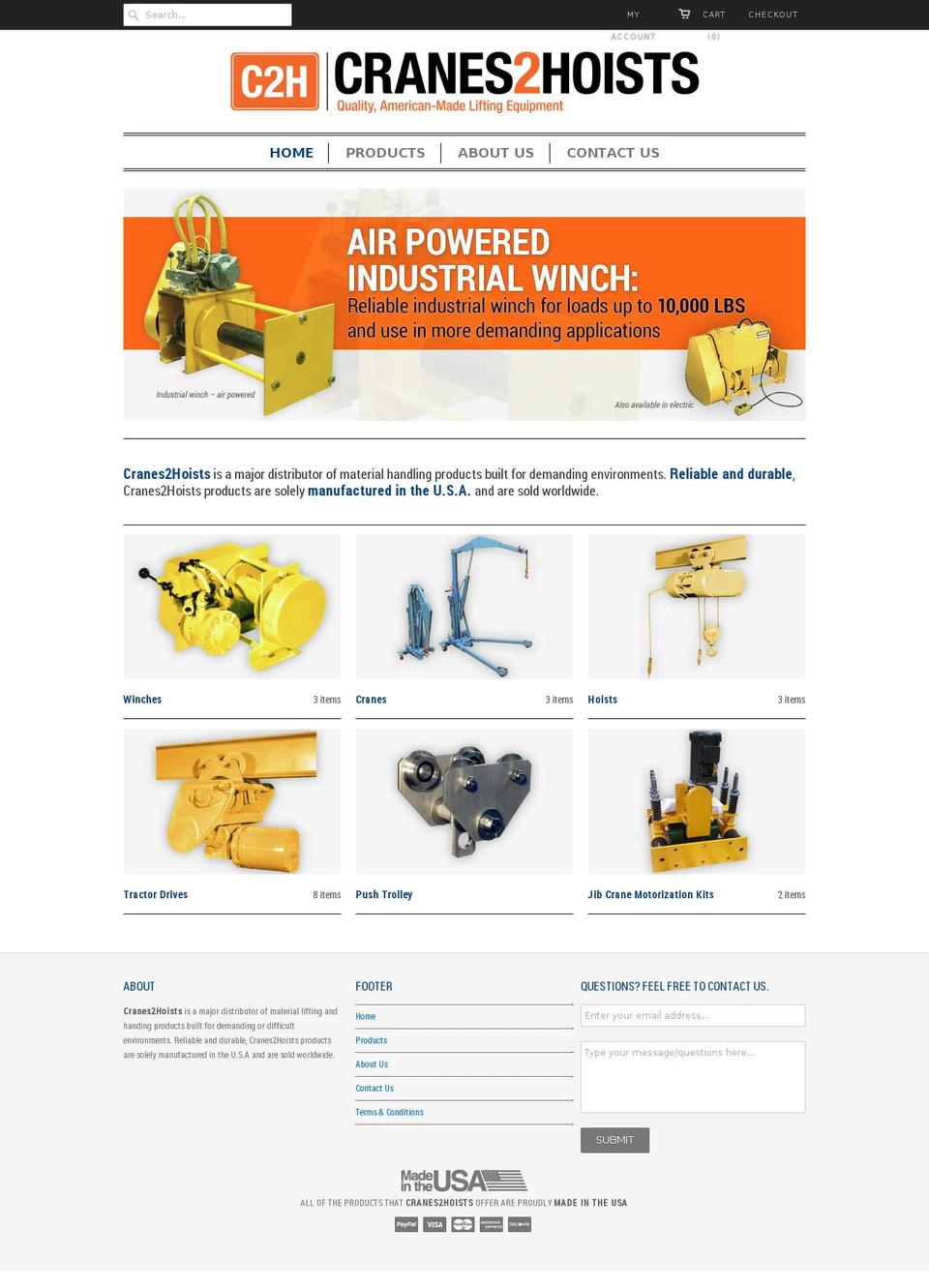 cranes2hoists.com shopify website screenshot