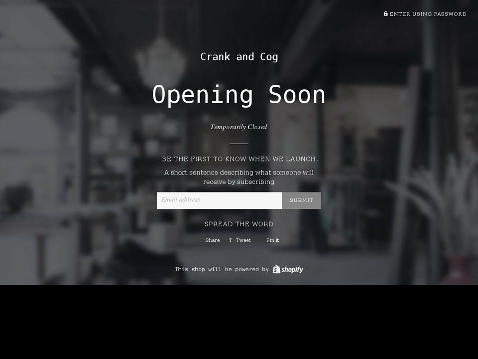 crank-and-cog.myshopify.com shopify website screenshot