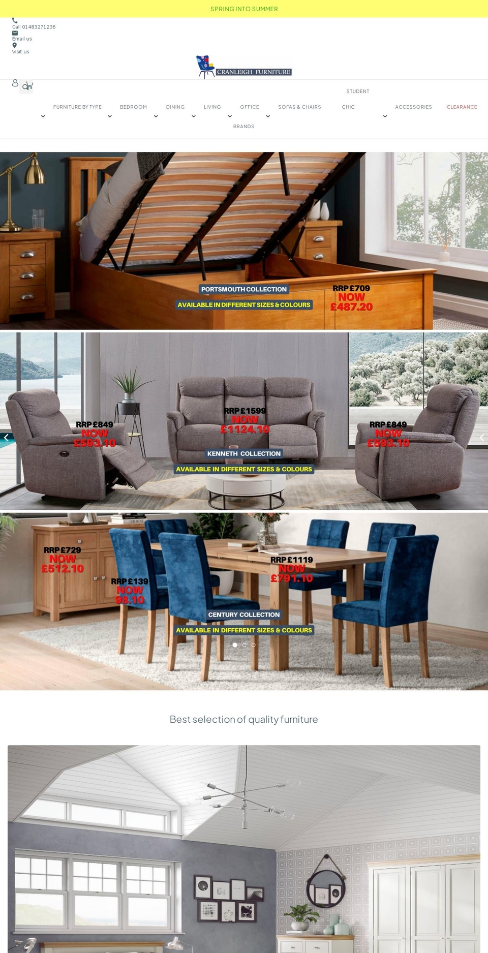 cranleighfurniture.co.uk shopify website screenshot