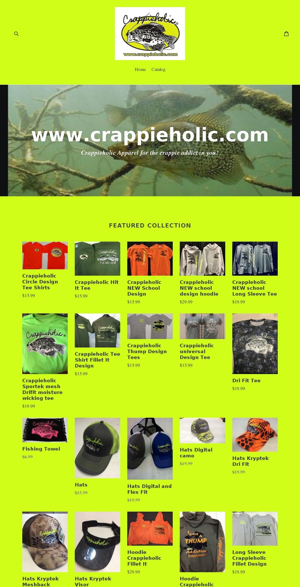 crappieholic.net shopify website screenshot