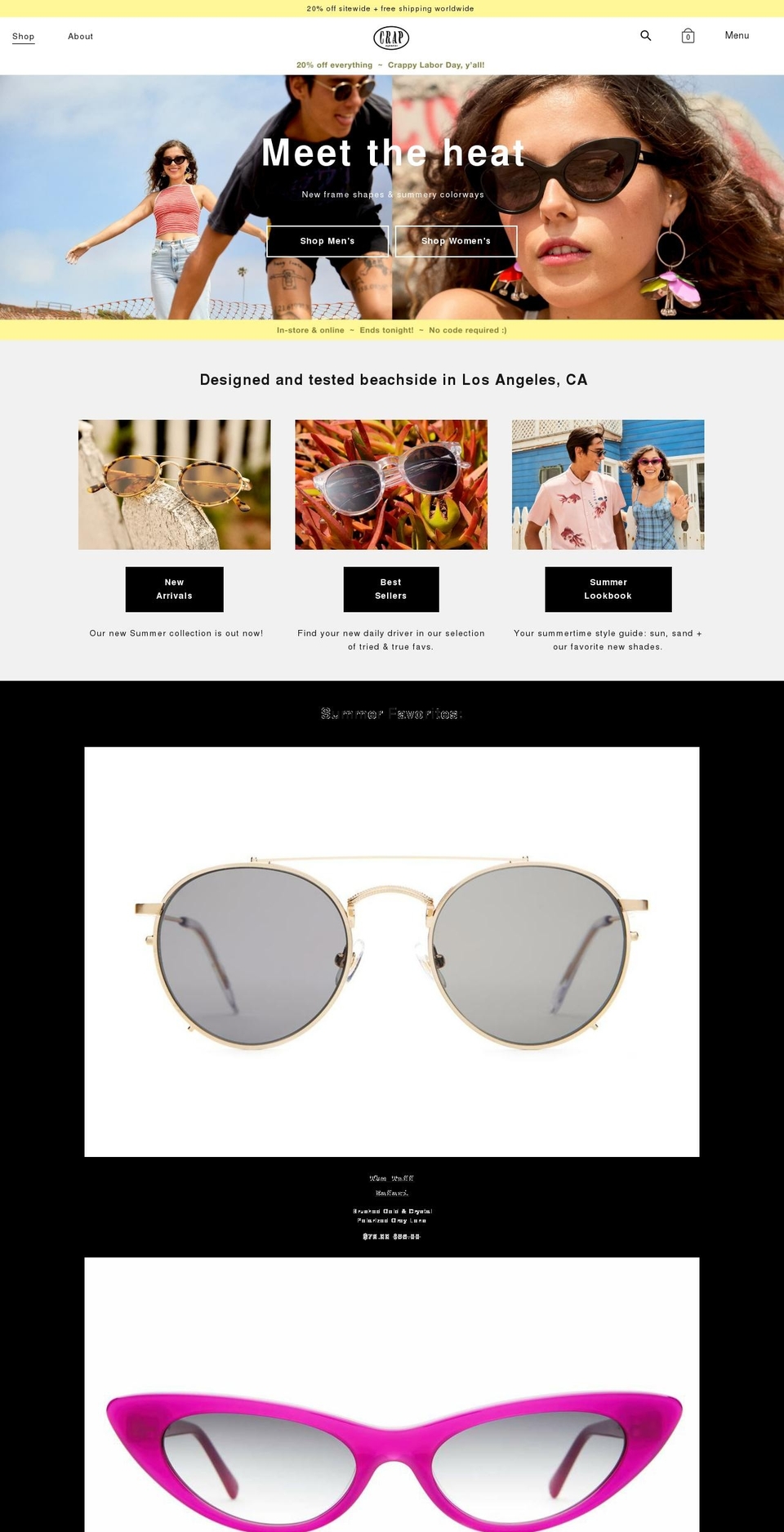 crapsunglasses.org shopify website screenshot