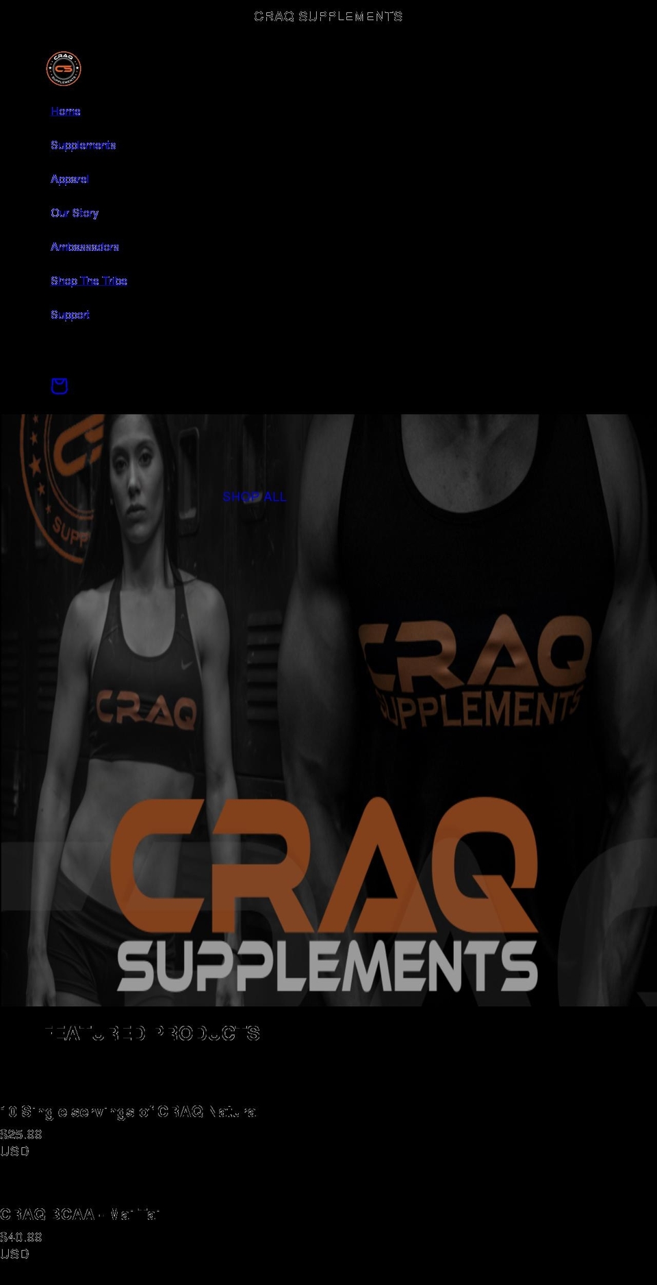 craqsupps.com shopify website screenshot
