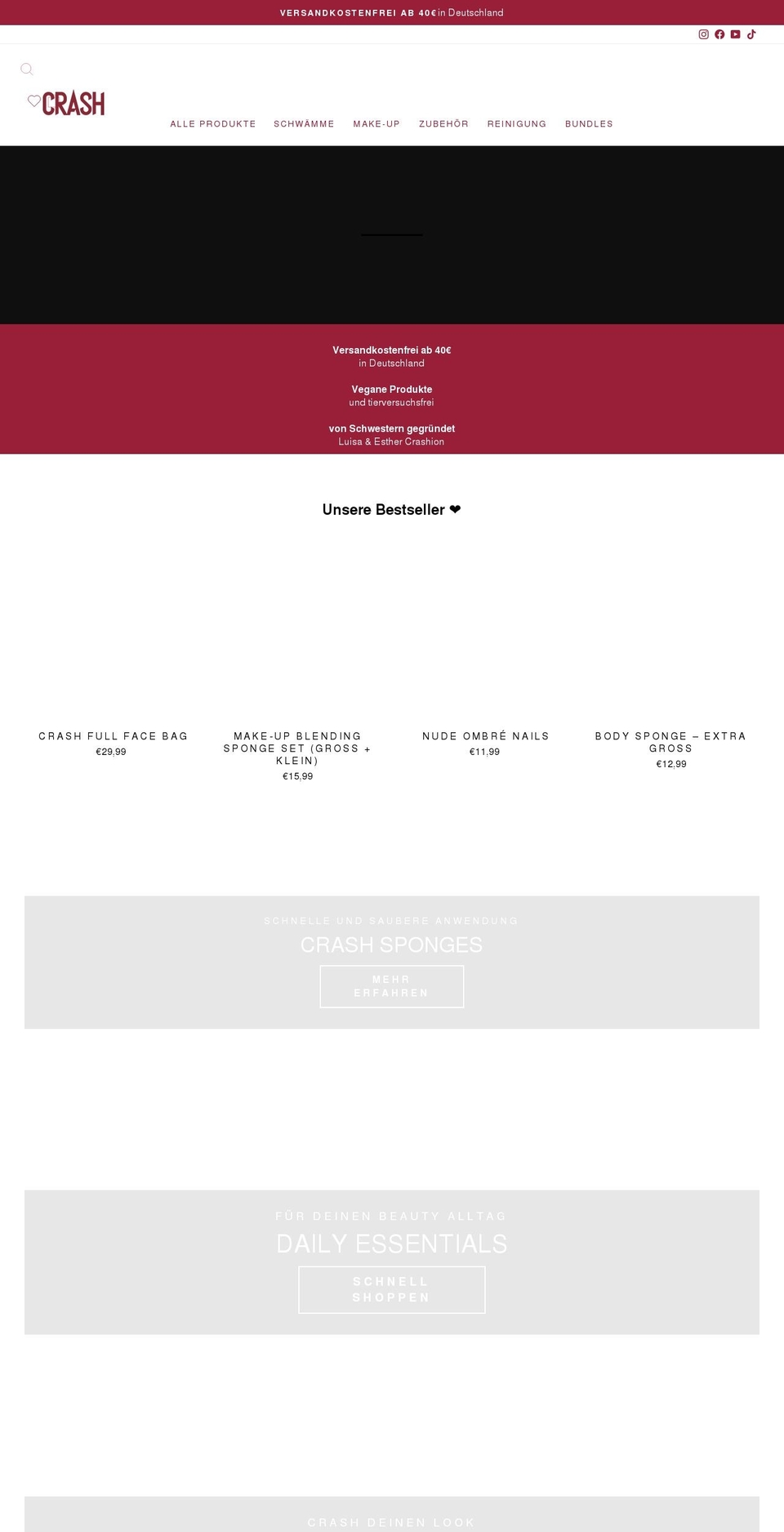 crash-cosmetics.com shopify website screenshot