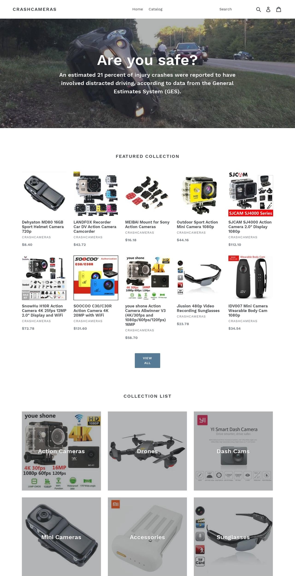 crashcameras.com — Shopify storefront screenshot