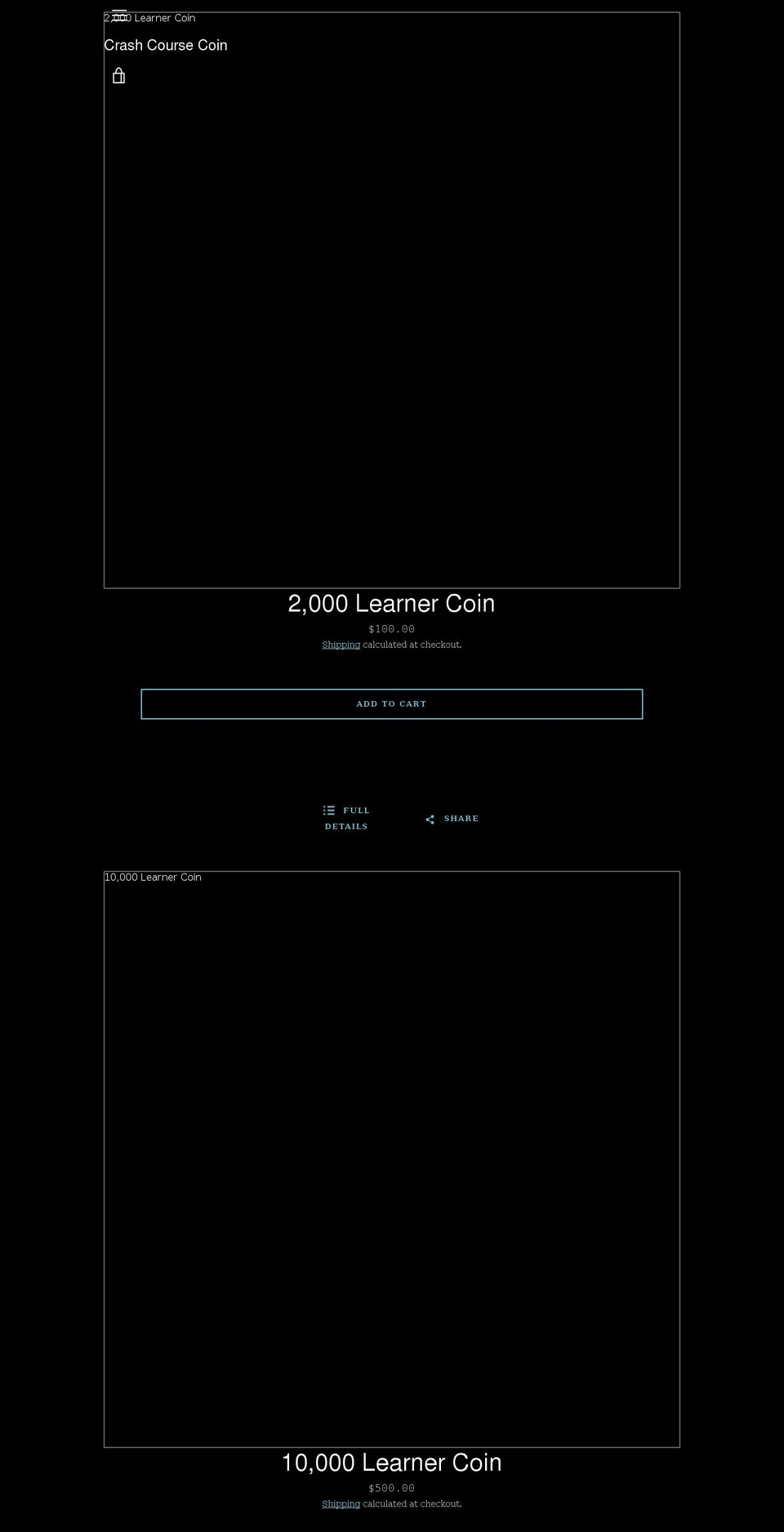 crashcoursecoin.com shopify website screenshot