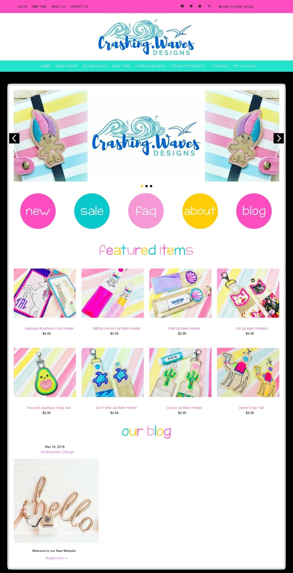 crashingwavesdesigns.com — Shopify storefront screenshot