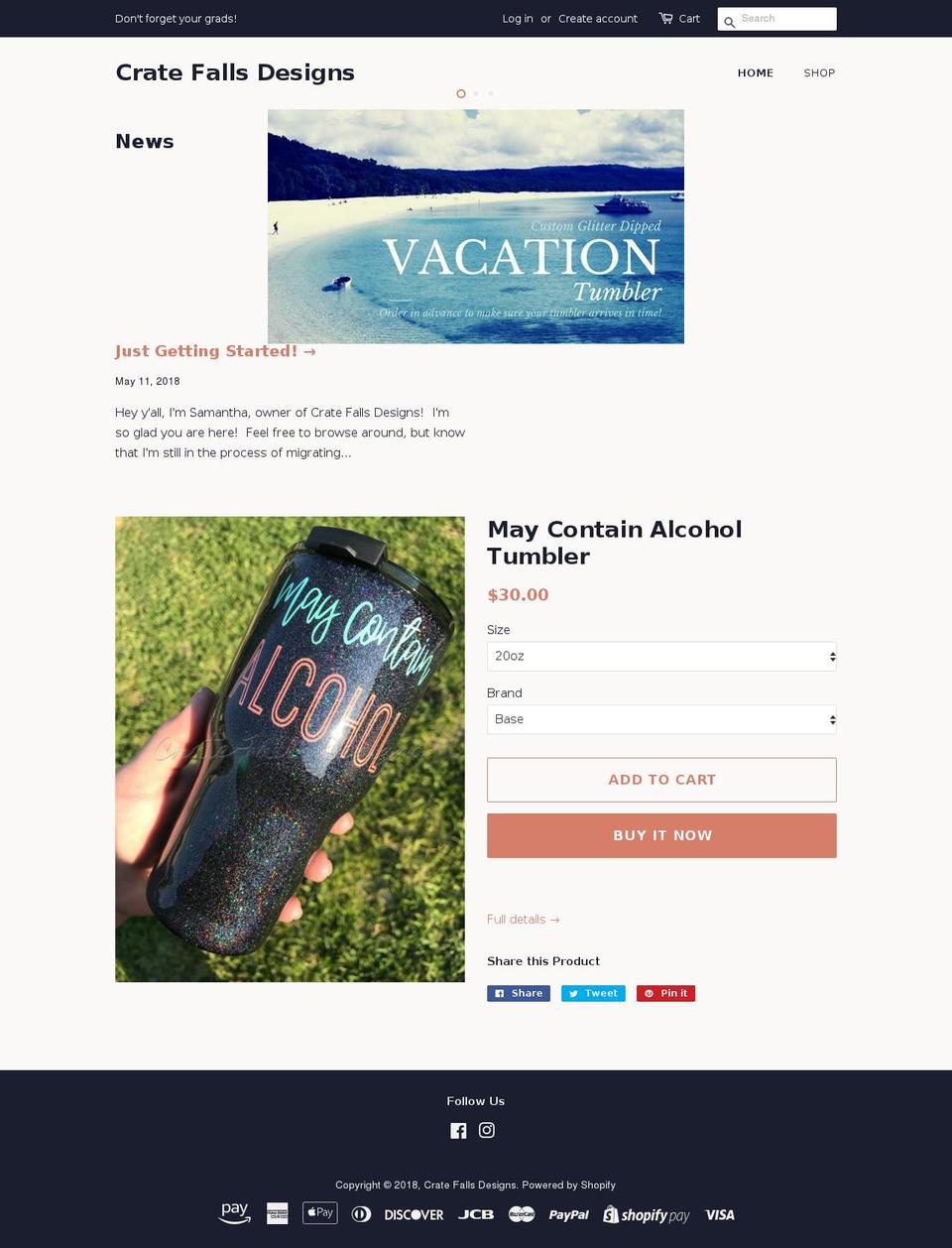 cratefallsdesigns.com — Shopify storefront screenshot