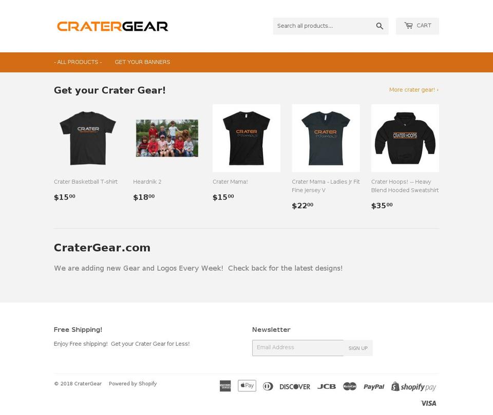 cratergear.com — Shopify storefront screenshot