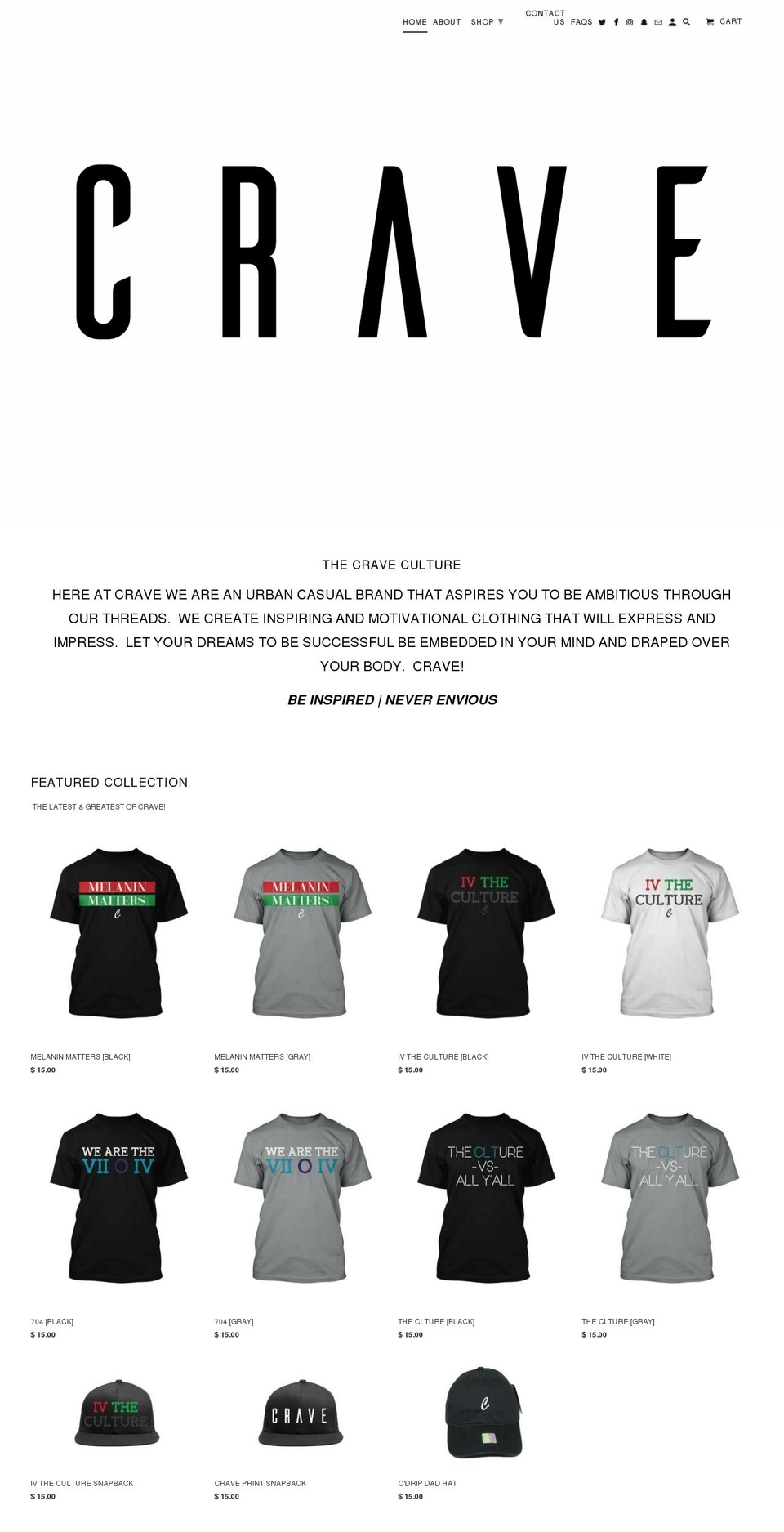 crave.clothing shopify website screenshot
