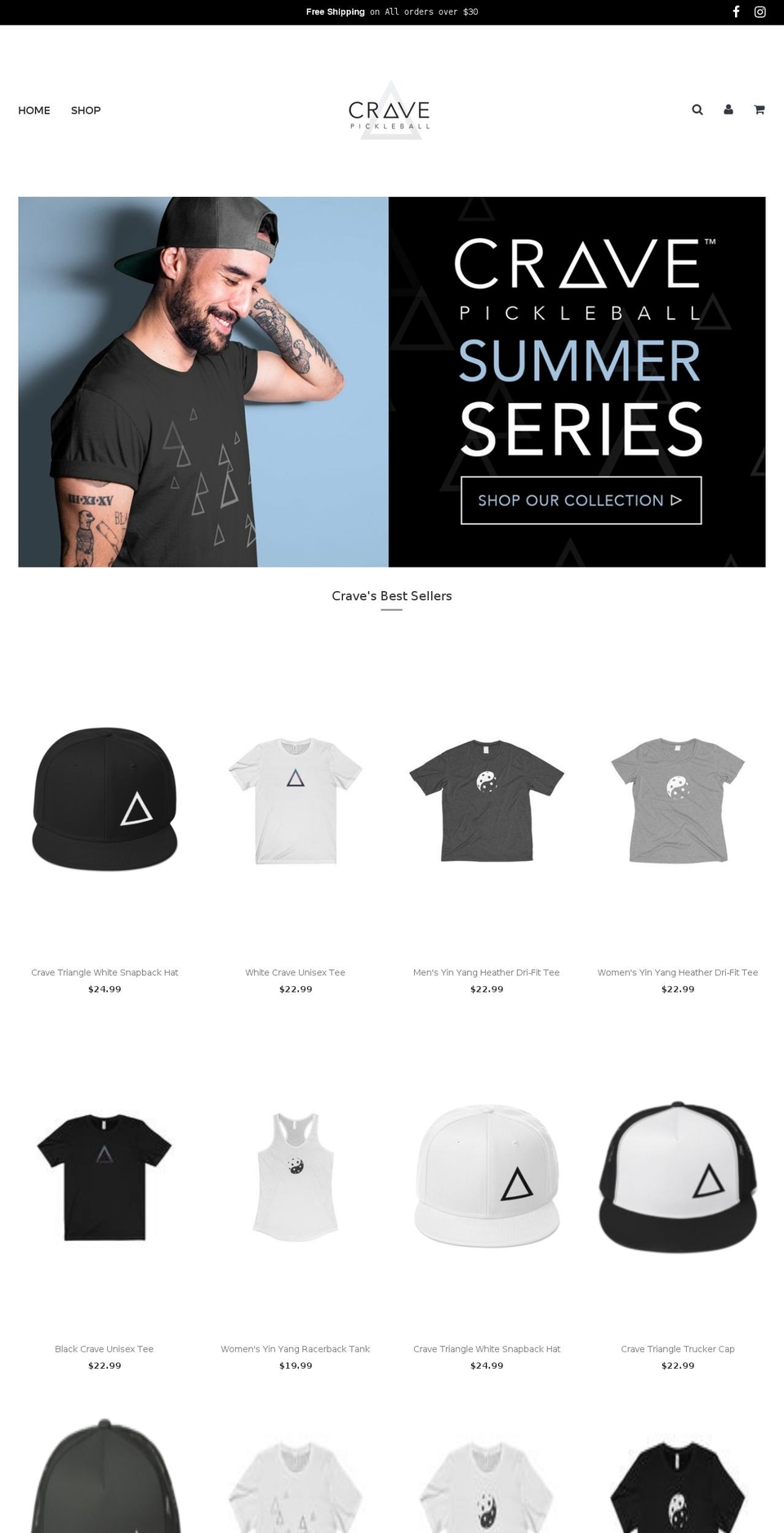 cravepickleball.com — Shopify storefront screenshot