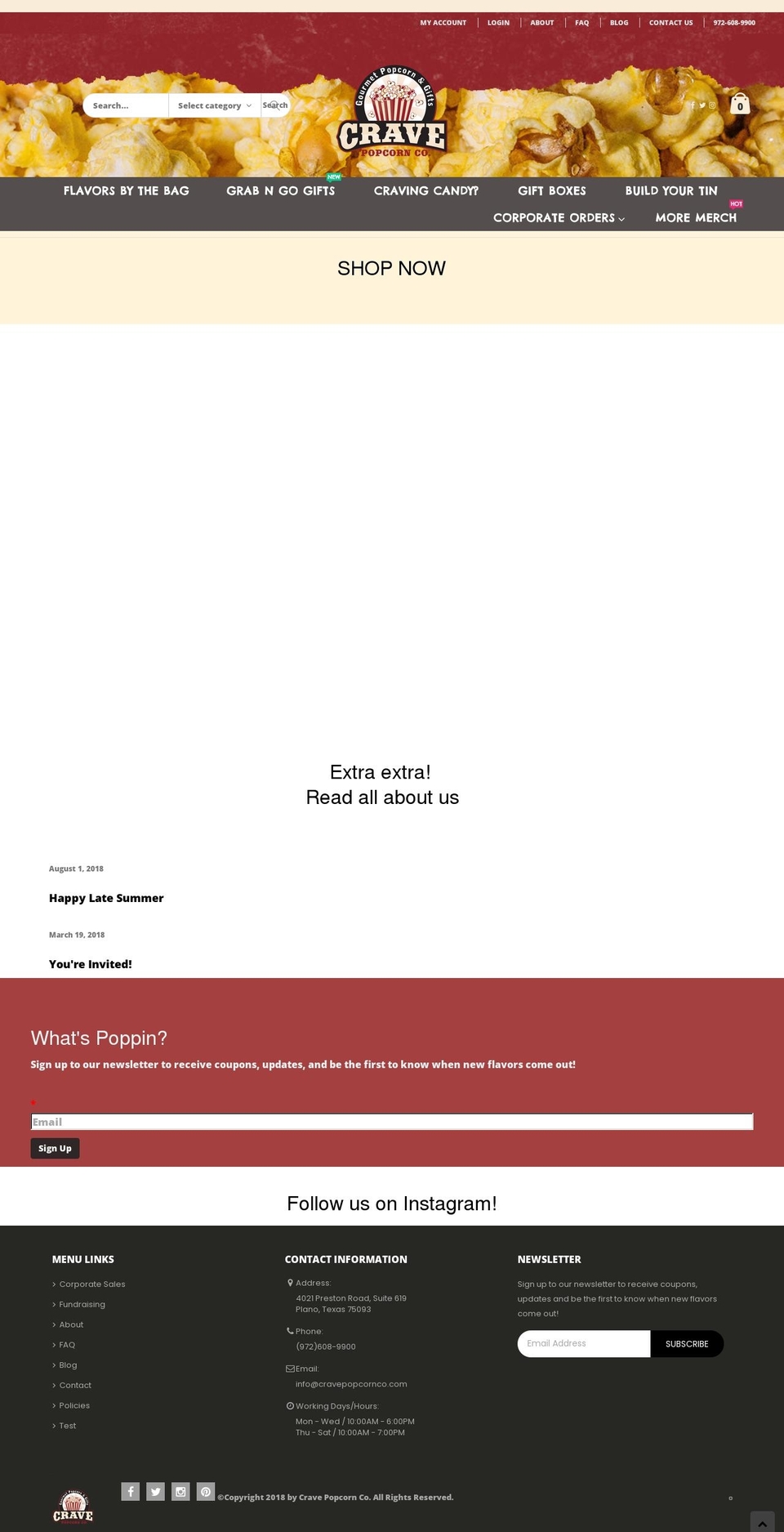 cravepopcornco.com shopify website screenshot