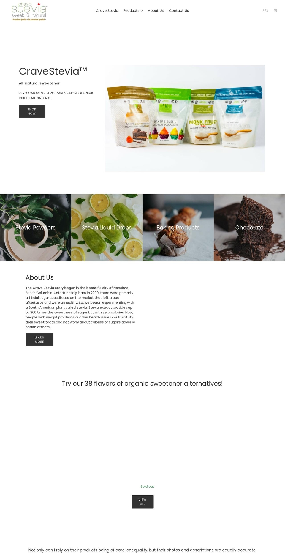 cravestevia.ca shopify website screenshot