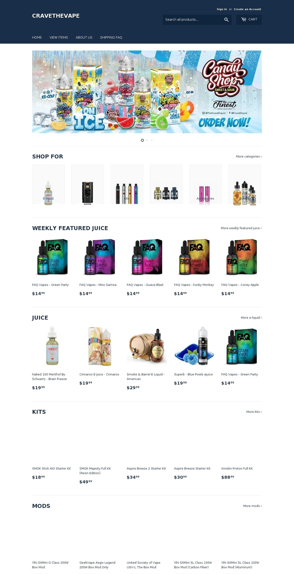 cravethevape.com — Shopify storefront screenshot