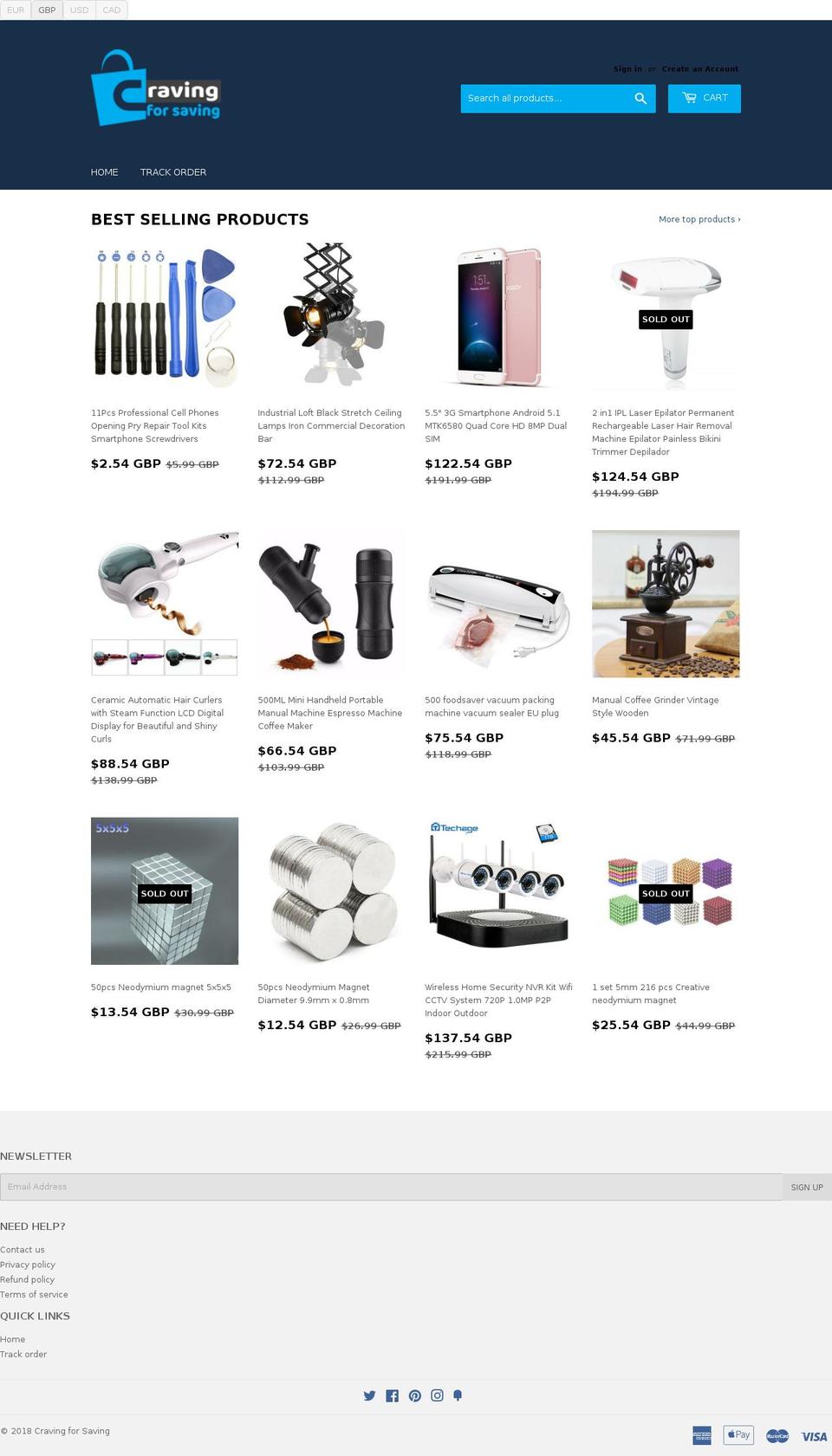 cravingforsavings.com — Shopify storefront screenshot