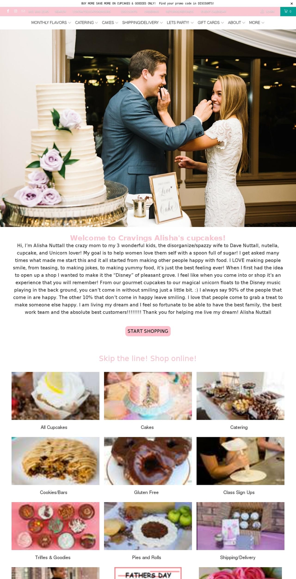 cravingsalishascupcakes.com shopify website screenshot