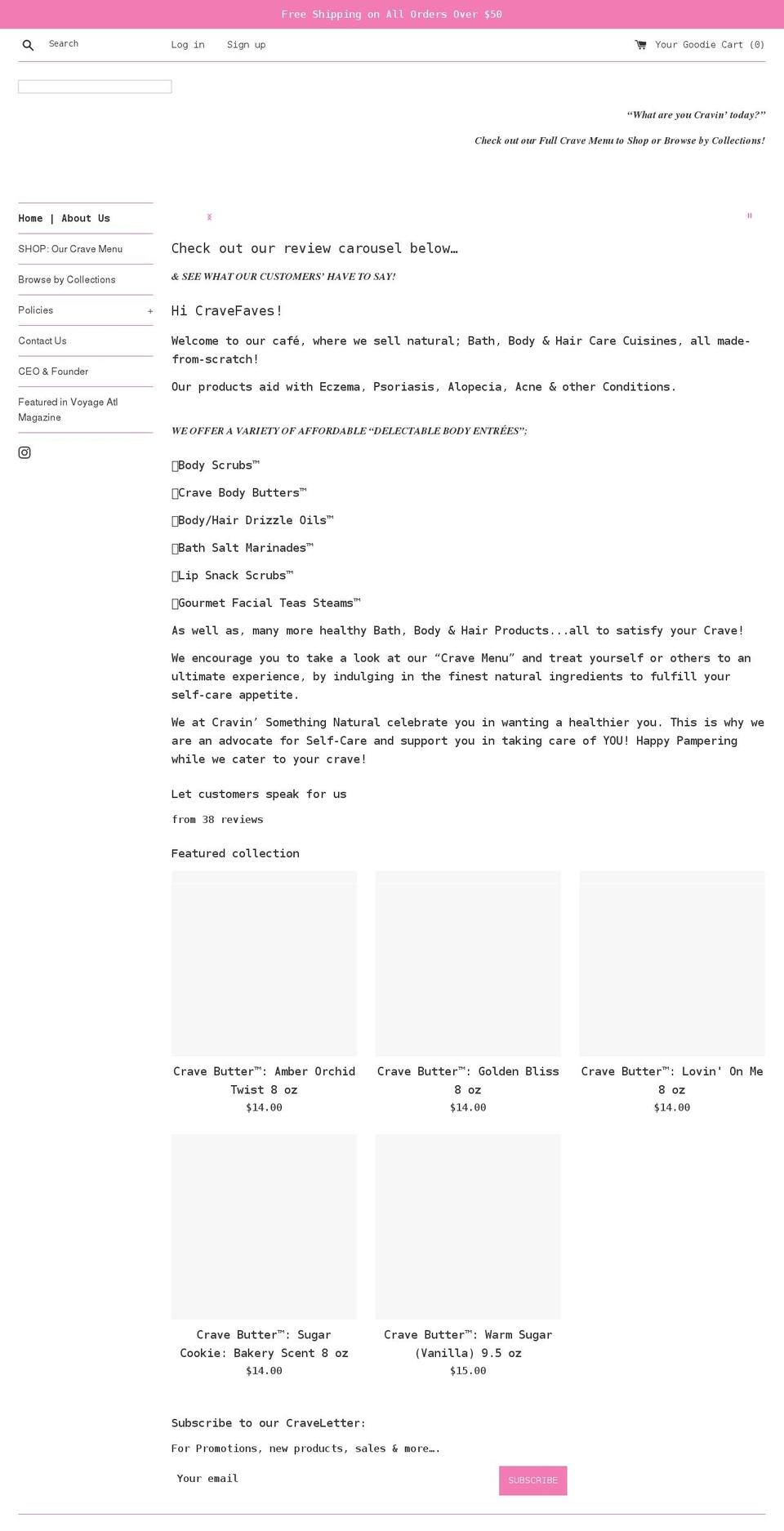 cravinsomethingnatural.com shopify website screenshot